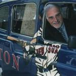 Patrick Moscaritolo, in a London cab specially painted for a Boston promotion in the UK in 1998.
